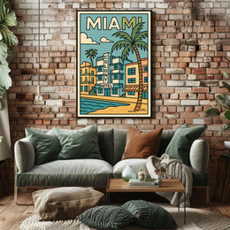 Vibrant Miami Colony Hotel Travel Poster