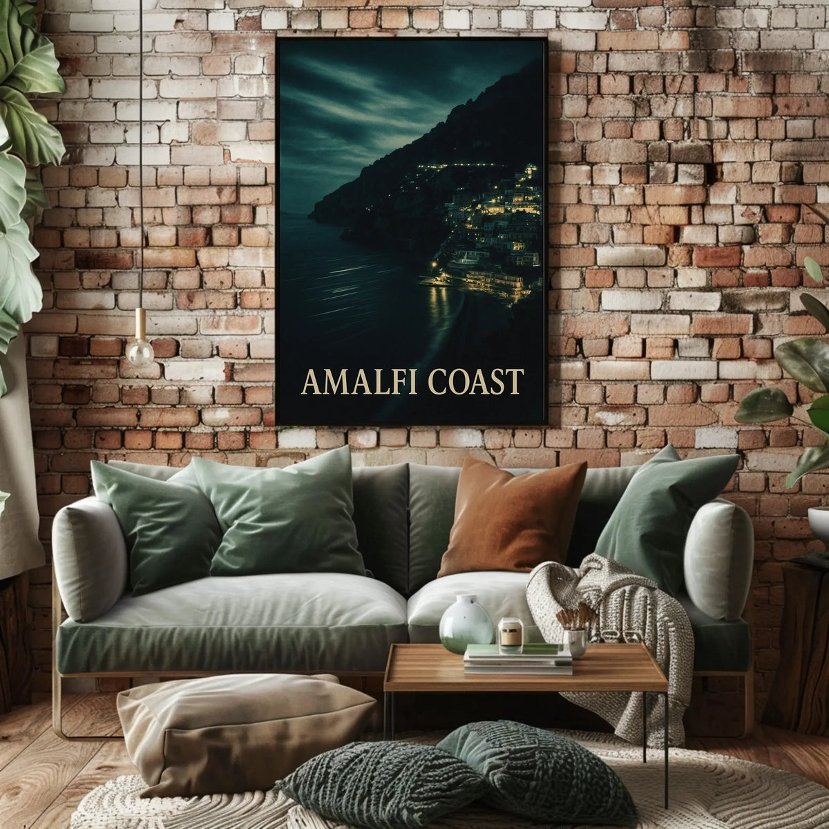 Amalfi Coast At Night Poster Wall Art For Coastal Decor