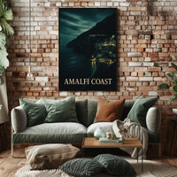 Amalfi Coast At Night Poster Wall Art For Coastal Decor