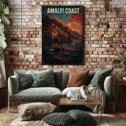 Amalfi Coast Poster Wall Art for Coastal Home Decor