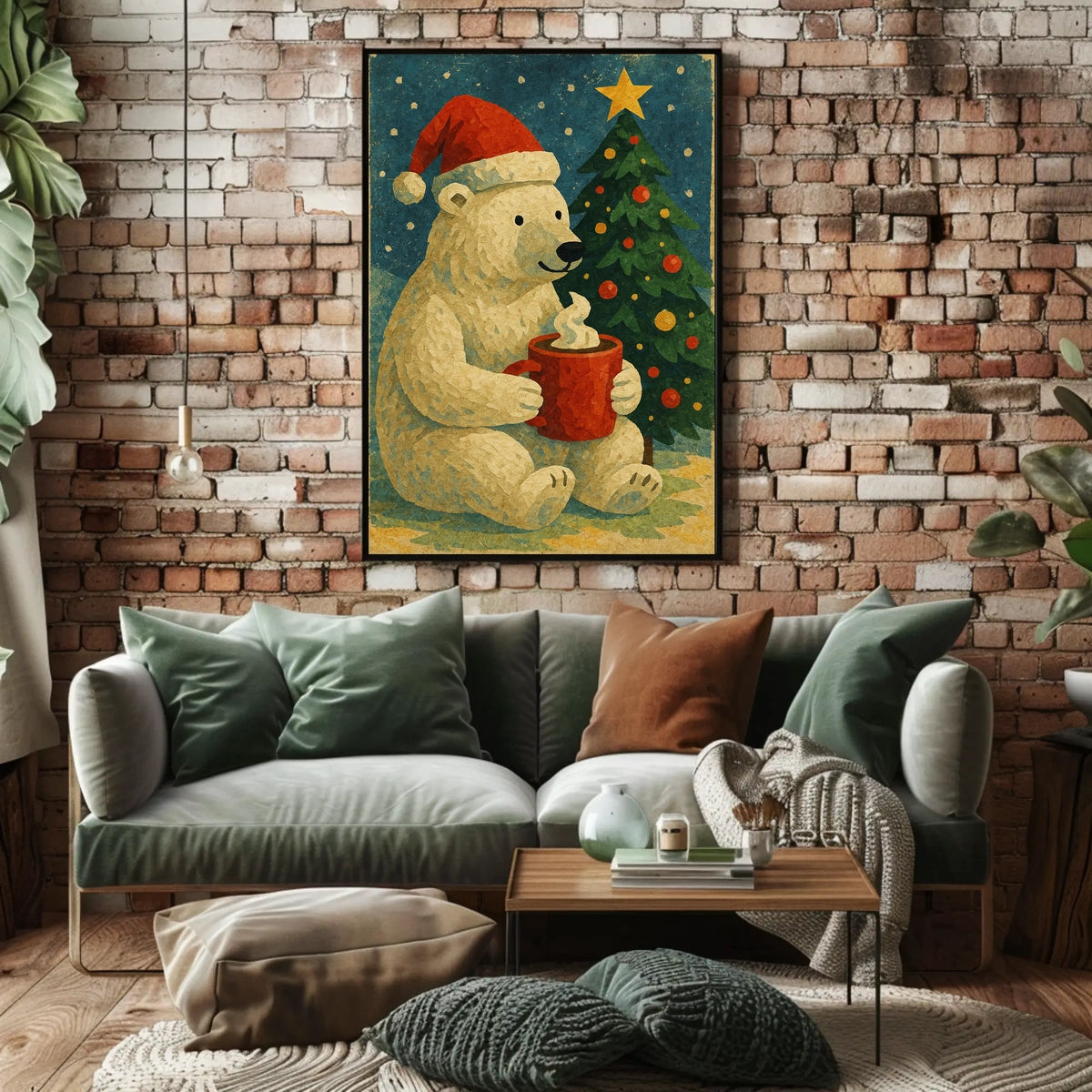 Festive Polar Bear Holiday Poster
