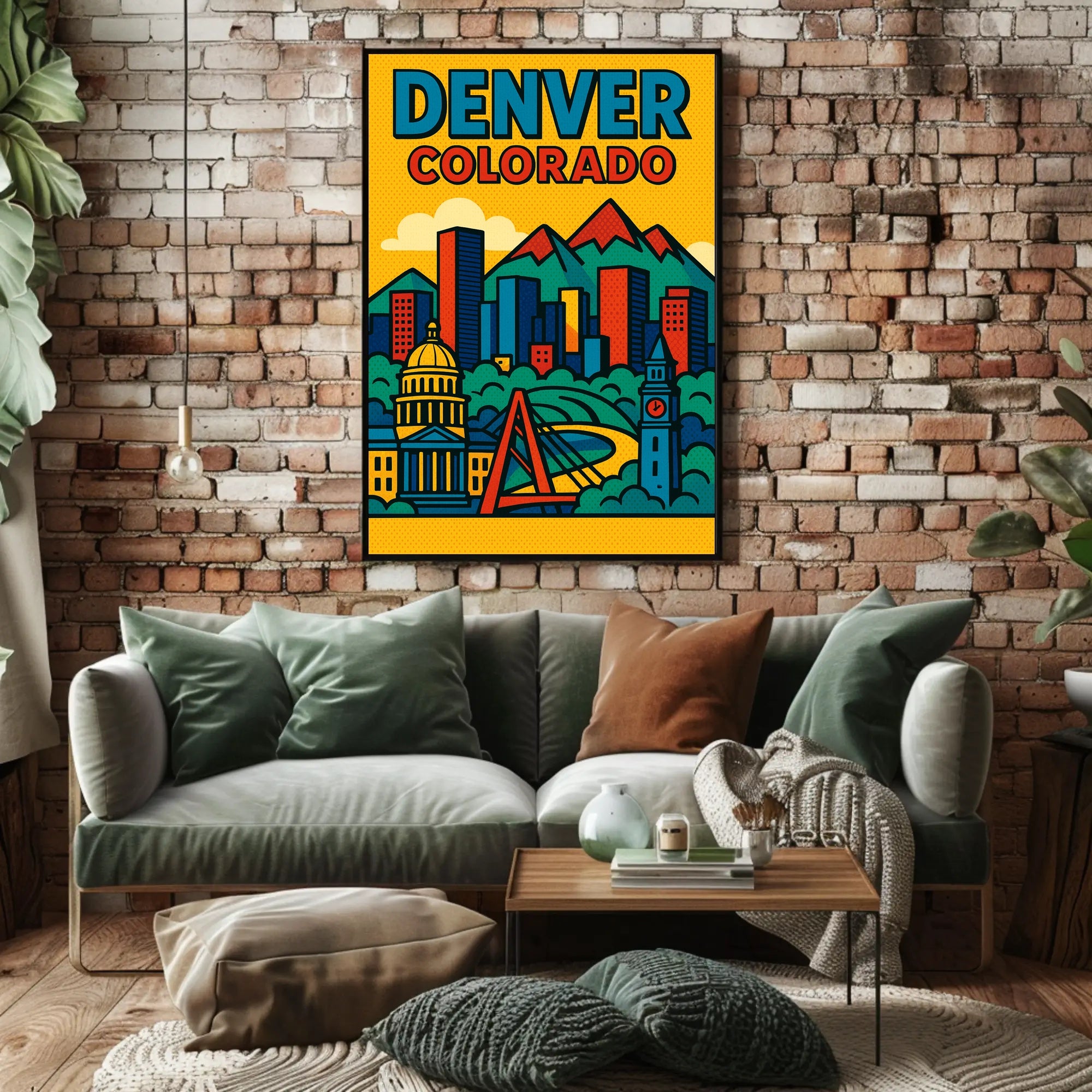 Denver Cityscape Illustrated in Retro Style Urban or Cityscape Poster PosterGoat