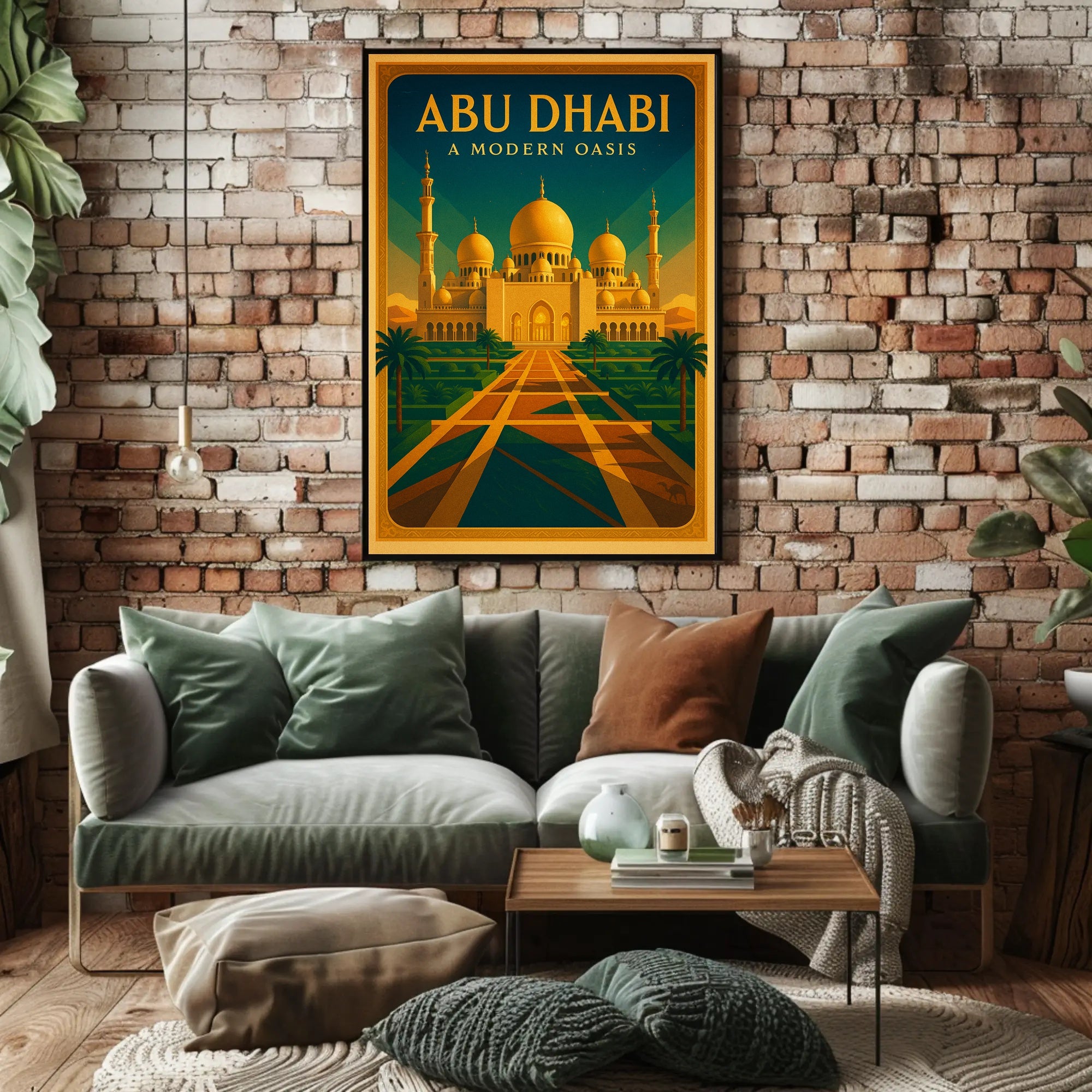 Abu Dhabi Oasis Elegance Vintage Travel Poster