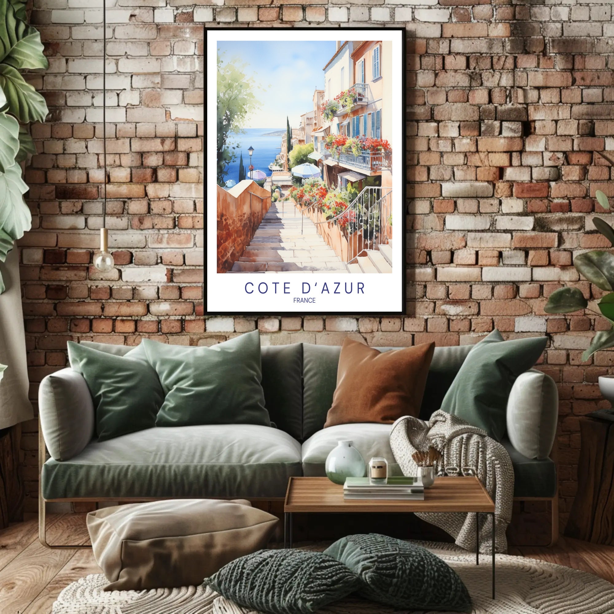 Côte d'Azur Watercolor Scenic Travel Poster PosterGoat