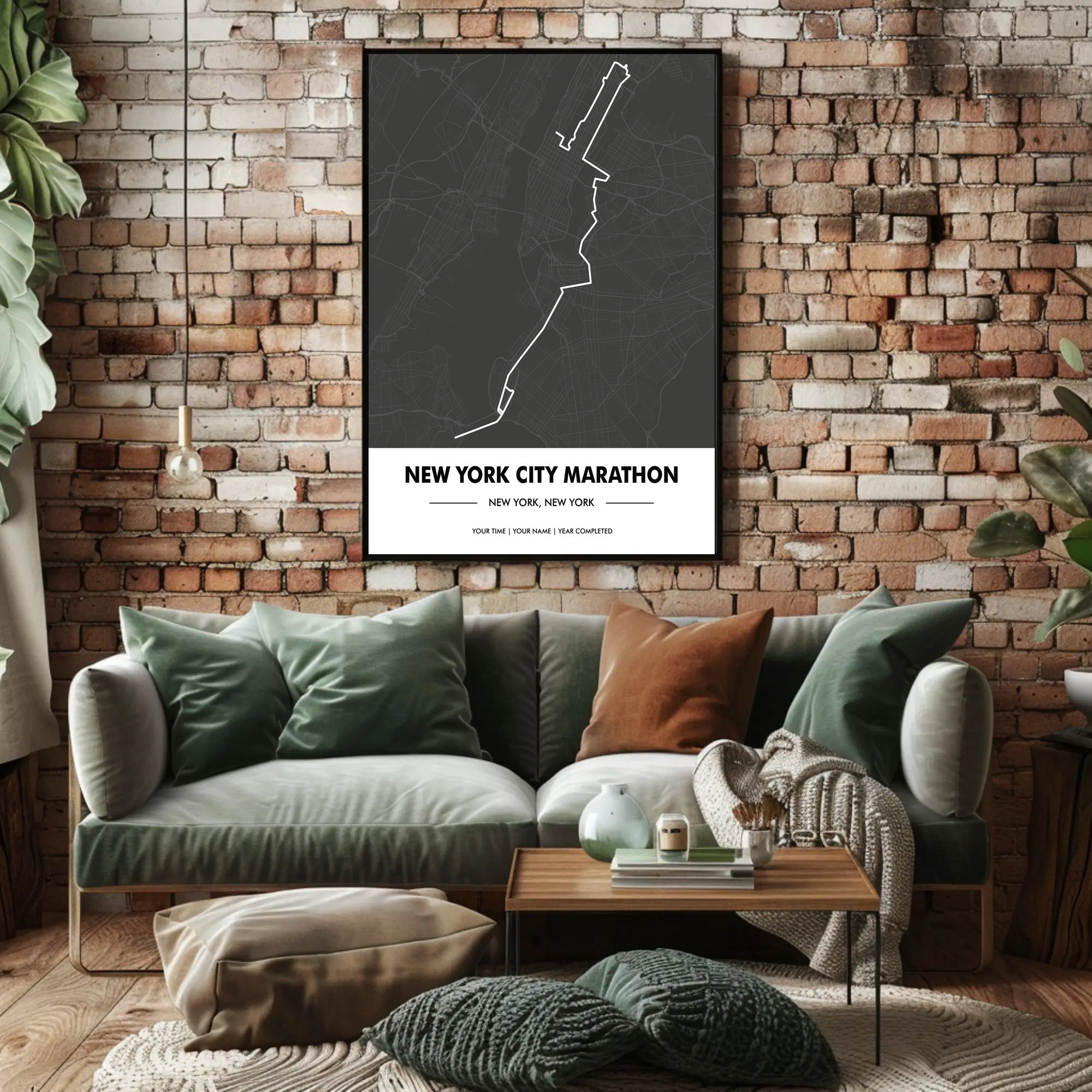New York City Marathon Route Modern Sports Poster
