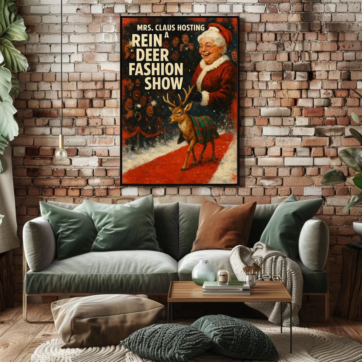 Mrs. Claus Reindeer Fashion Show Festive Pop Culture Poster