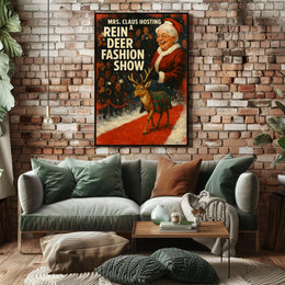 Mrs. Claus Reindeer Fashion Show Festive Pop Culture Poster