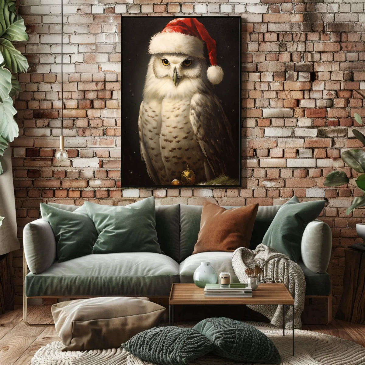 Festive Owl In Santa Hat Poster