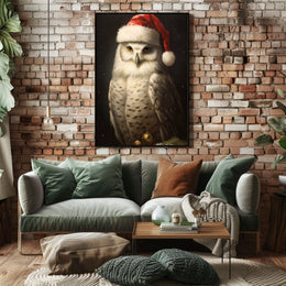 Festive Owl In Santa Hat Poster