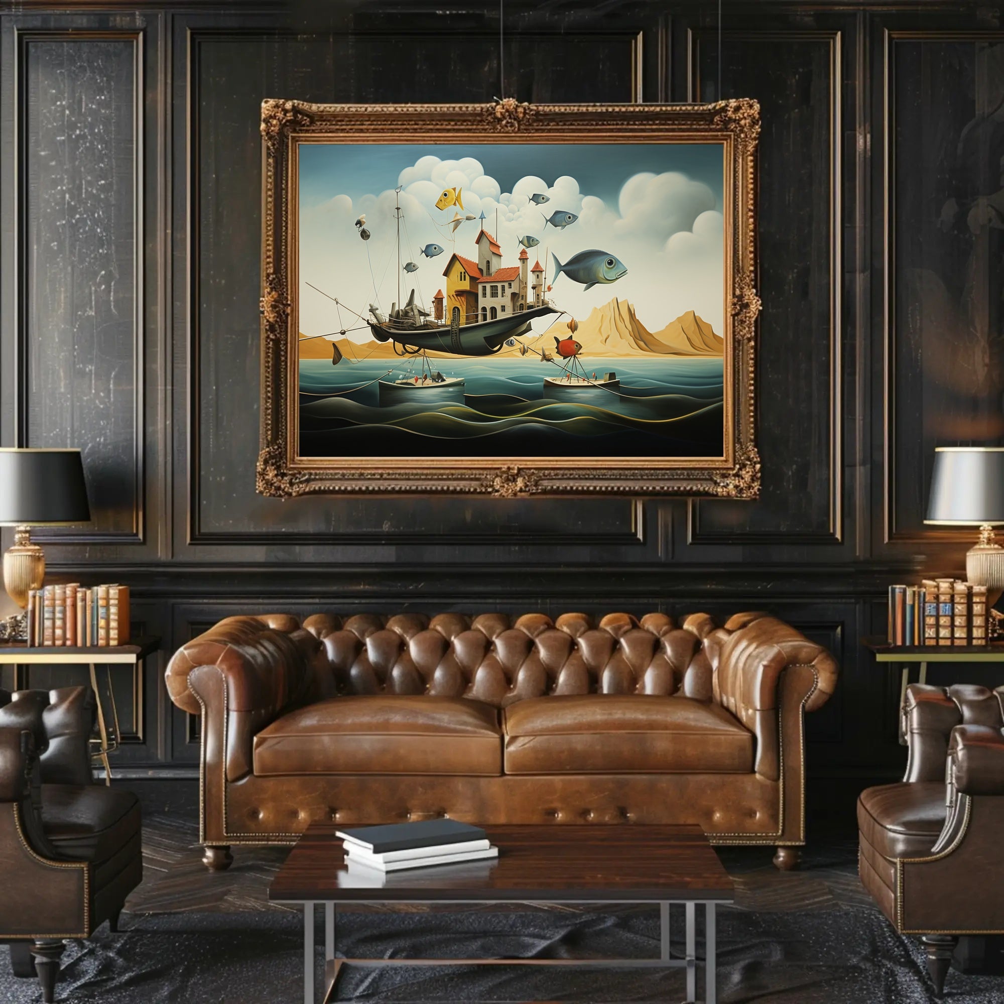 Fantastical Airborne Ship Fantasy Poster