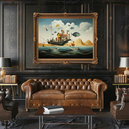 Fantastical Airborne Ship Fantasy Poster