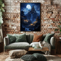 Moonlit Pagoda Serenity Poster