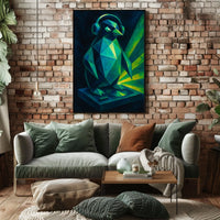 Geometric Penguin With Headphones Poster