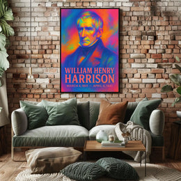 William Henry Harrison 9th President of the United States Neon Gradient Overlay Poster