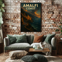 Amalfi Coast Poster Wall Art 18x24 Coastal Decor Print
