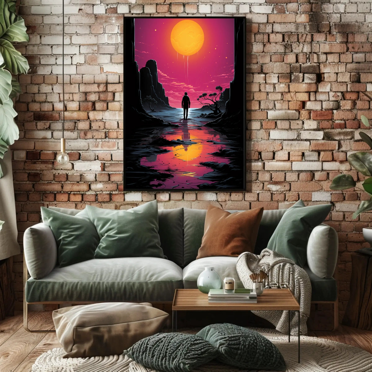 Vivid Sunset Dramatic Silhouette Art Poster - Artistic Poster