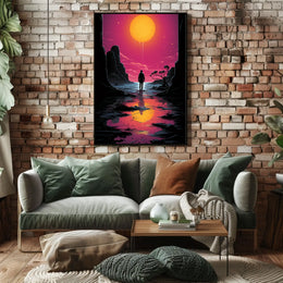 Vivid Sunset Dramatic Silhouette Art Poster - Artistic Poster