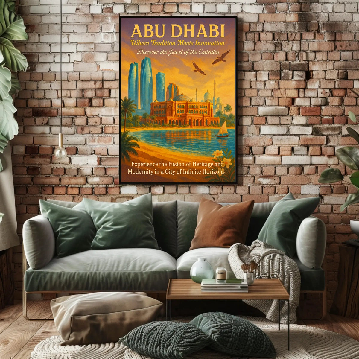 Abu Dhabi Elegance Vintage Travel Poster Fusion