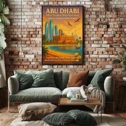 Abu Dhabi Elegance Vintage Travel Poster Fusion