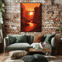 Sunset Over The Canyon Bridge Poster PosterGoat