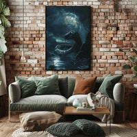 Mystical Snake Under Full Moon Fantasy or Mythology Poster PosterGoat