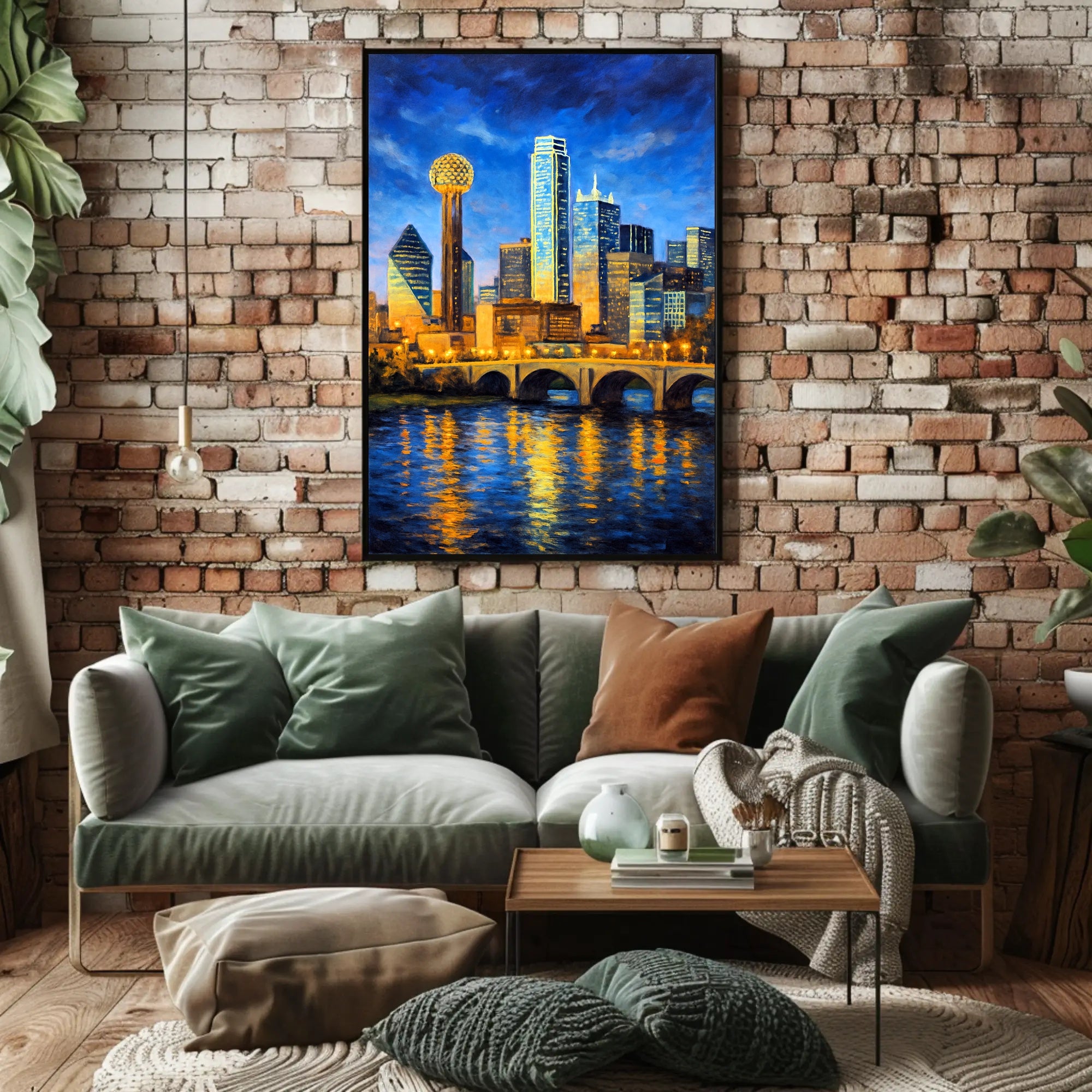 Illuminated Cityscape at Dusk Poster PosterGoat
