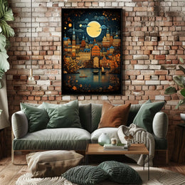 European Charm in Old-World Cityscape Fantasy Travel Poster