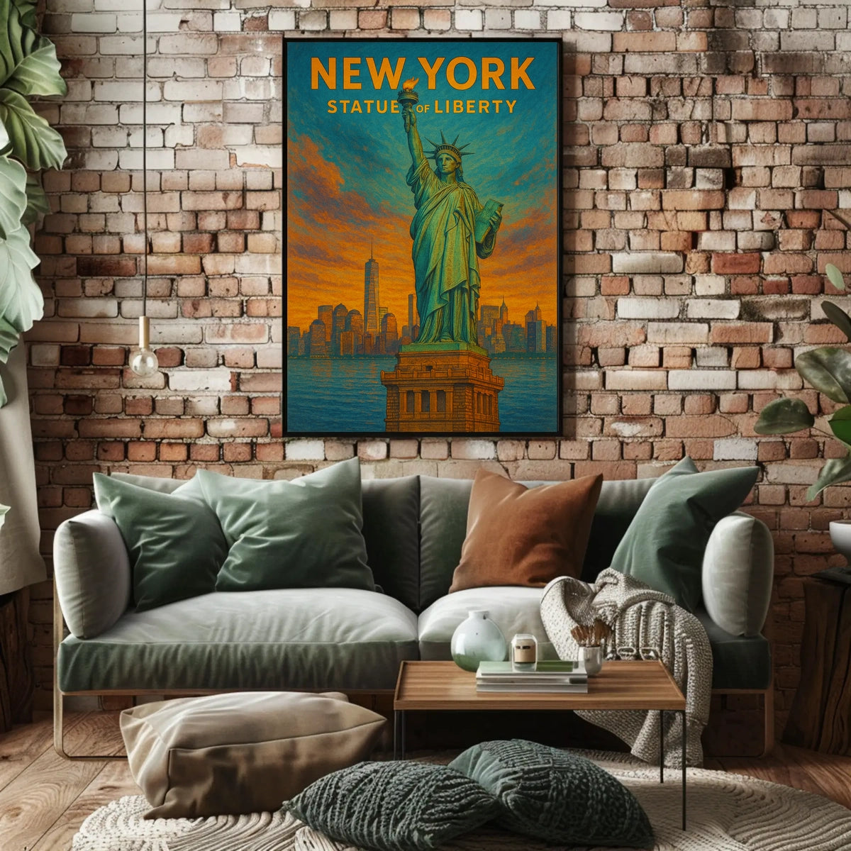 New York Statue of Liberty Poster Abstract Wall Art