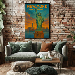 New York Statue of Liberty Poster Abstract Wall Art