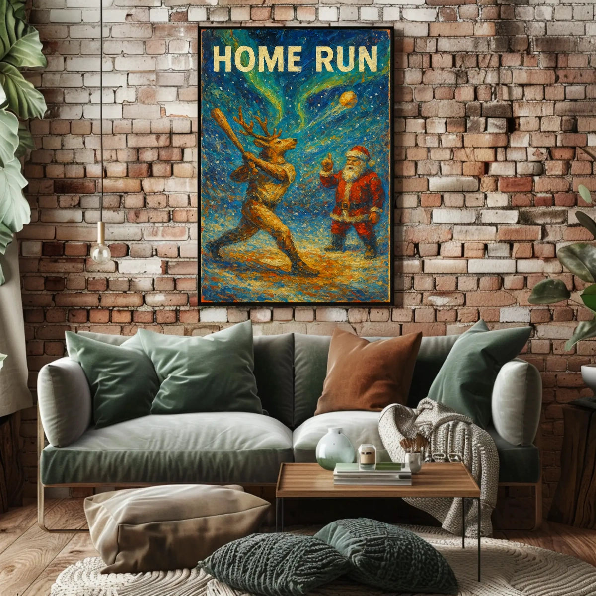 Reindeer Baseball Christmas Fun Sports Poster
