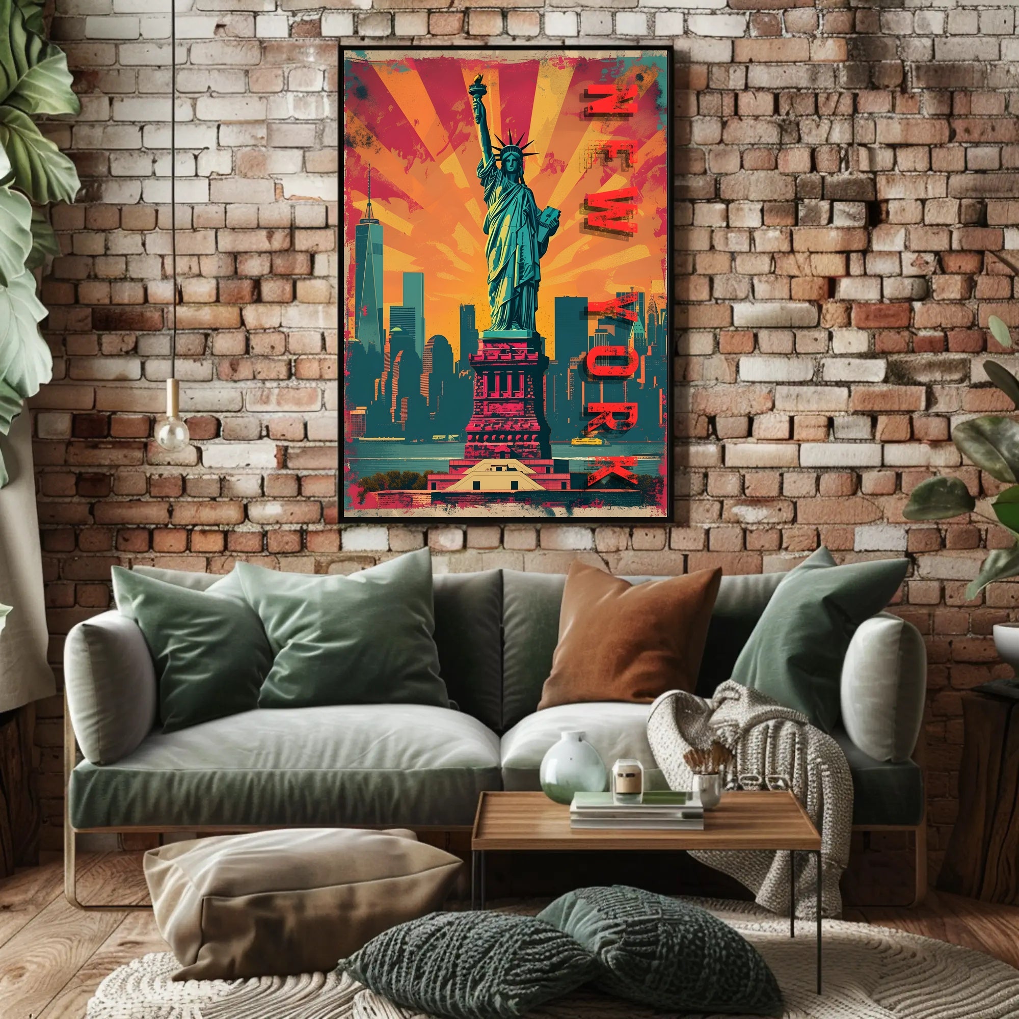 Statue of Liberty Energetic Urban Cityscape Travel Poster