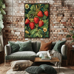 Vintage Strawberry Botanical Art Illustration Poster