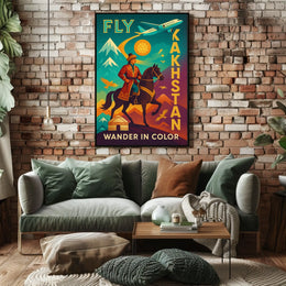 Fly Kazakhstan Wander In Color Poster