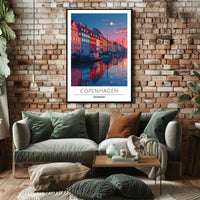 Copenhagen Nyhavn Twilight Scene Urban or Cityscape Poster