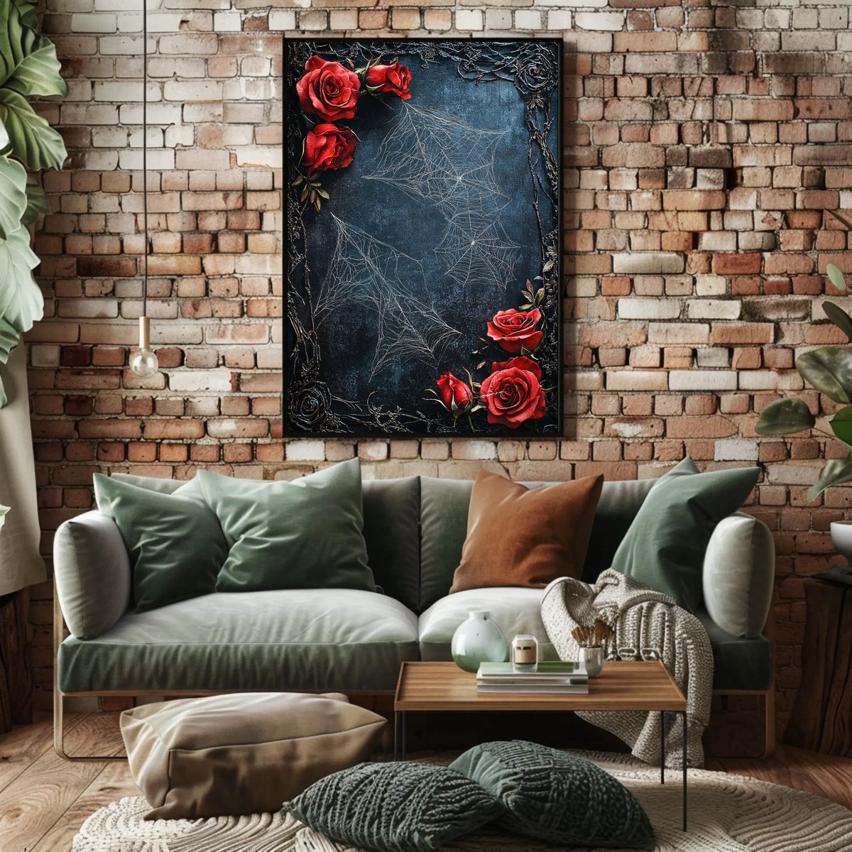 Dark Roses and Webs Moody Art Print Abstract Poster