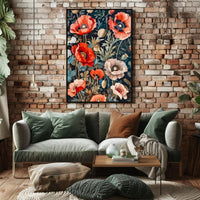 Vibrant Poppies Botanical Floral Poster Art Print