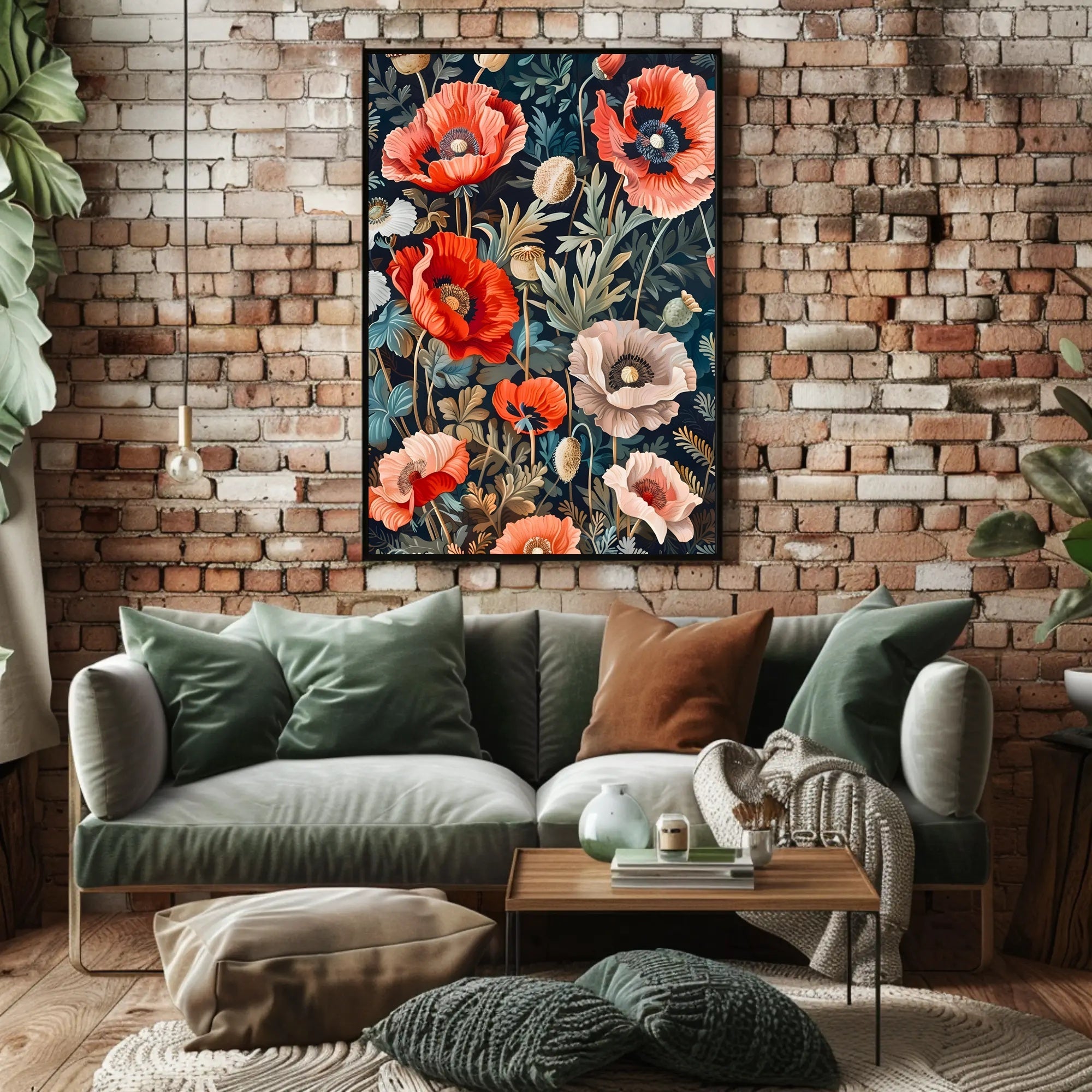 Vibrant Poppies Botanical Floral Poster Art Print