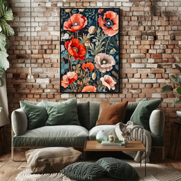 Vibrant Poppies Botanical Floral Poster Art Print