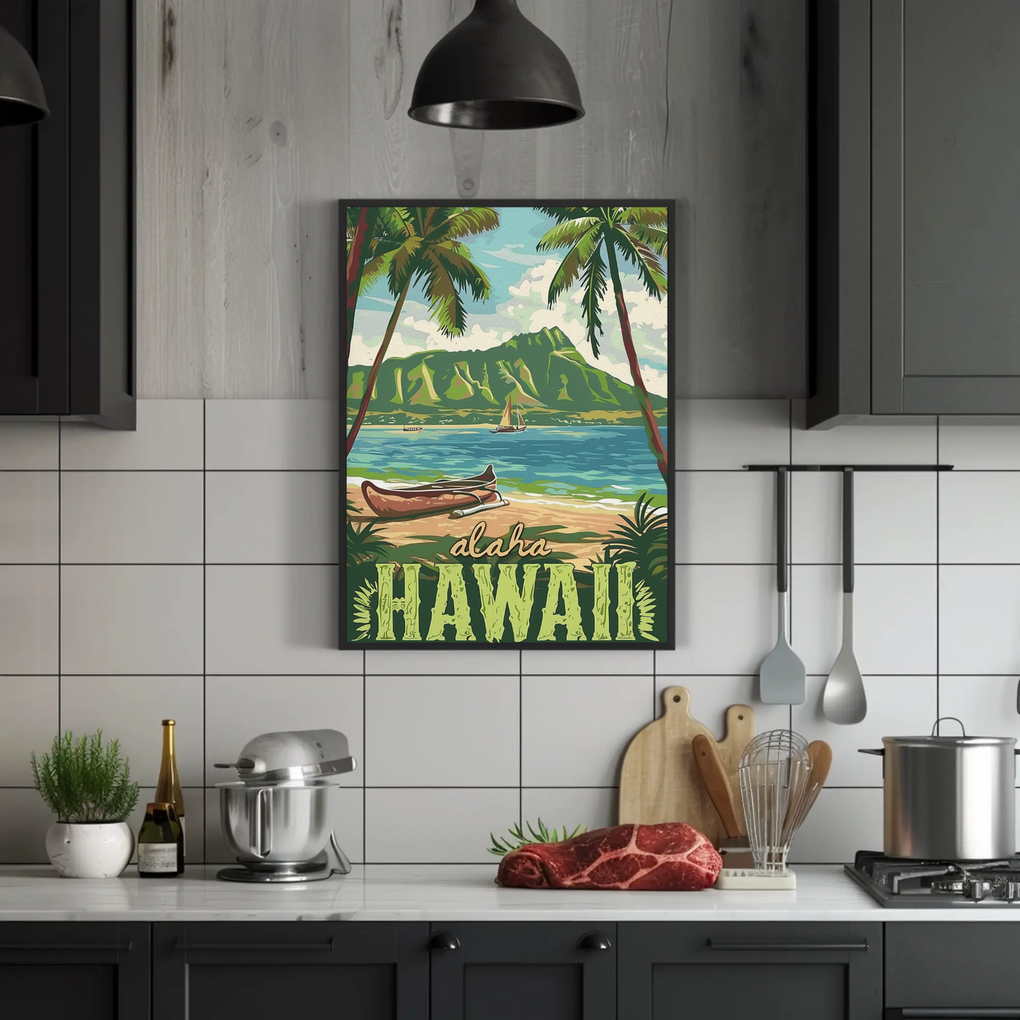 Aloha Hawaii Beach Vintage Poster