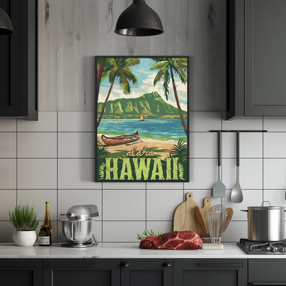 Aloha Hawaii Beach Vintage Poster