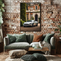 Luxury Sports Car in Front of Classic Mansion Poster