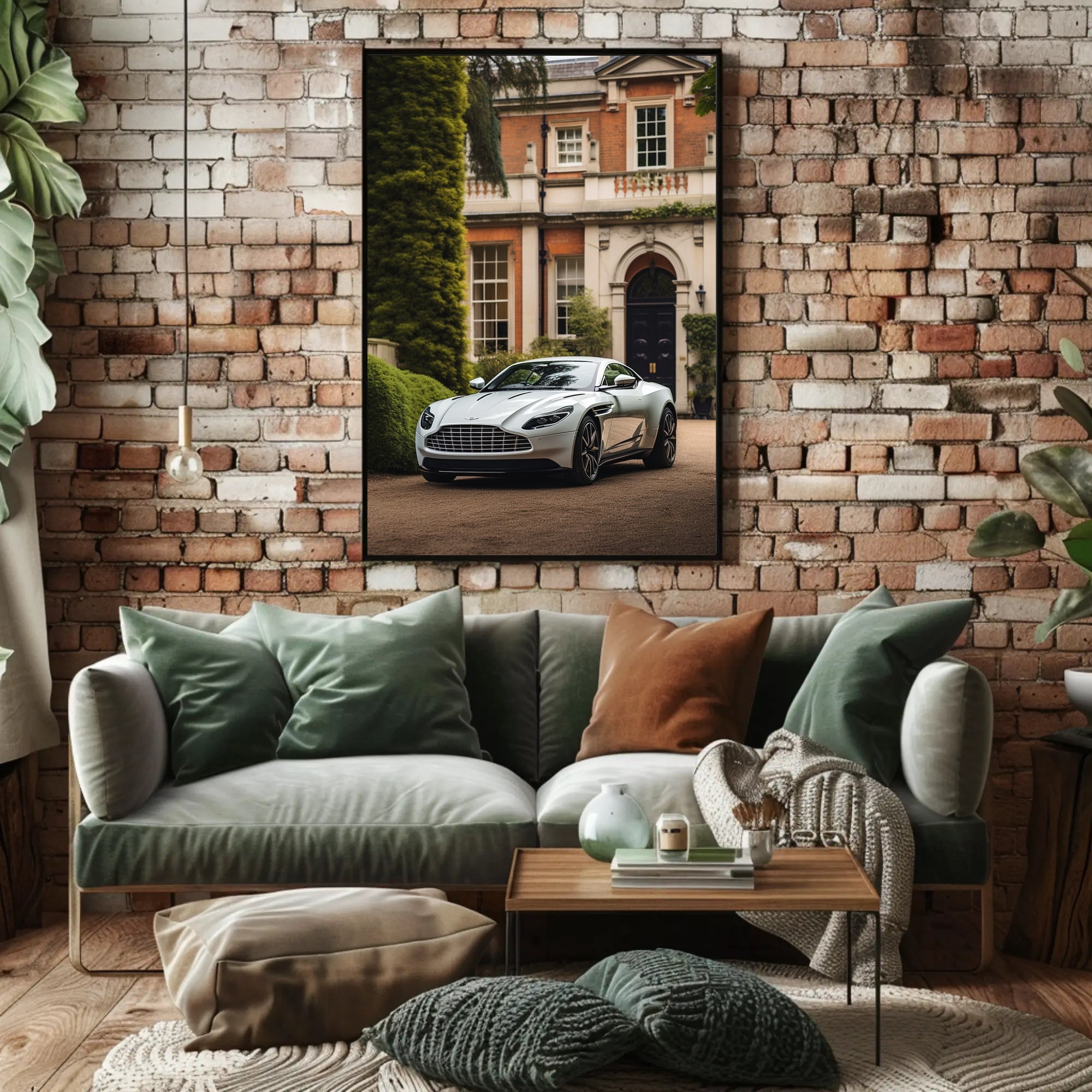Luxury Sports Car in Front of Classic Mansion Poster