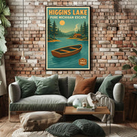 Higgins Lake Vintage Travel Poster Wall Art