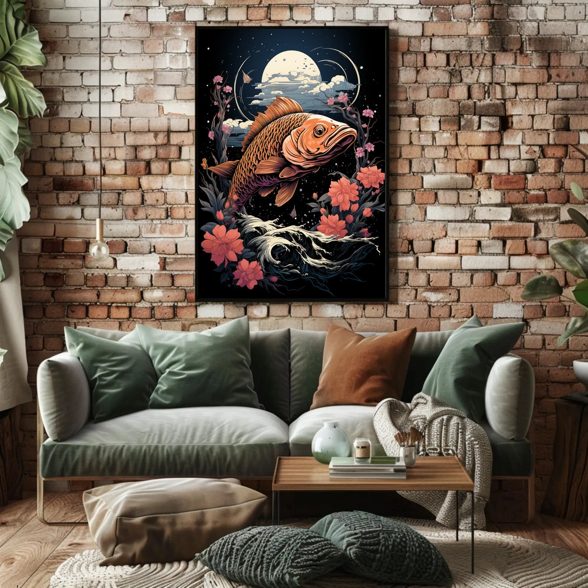 Mystical Fish Under Moonlit Night Poster