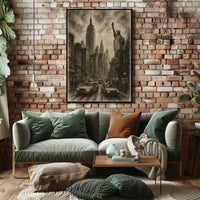 New York City Poster Vintage Cityscape Landmarks Wall Art