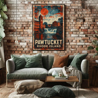 Pawtucket Mill Scene Heritage Retro Lithograph Poster