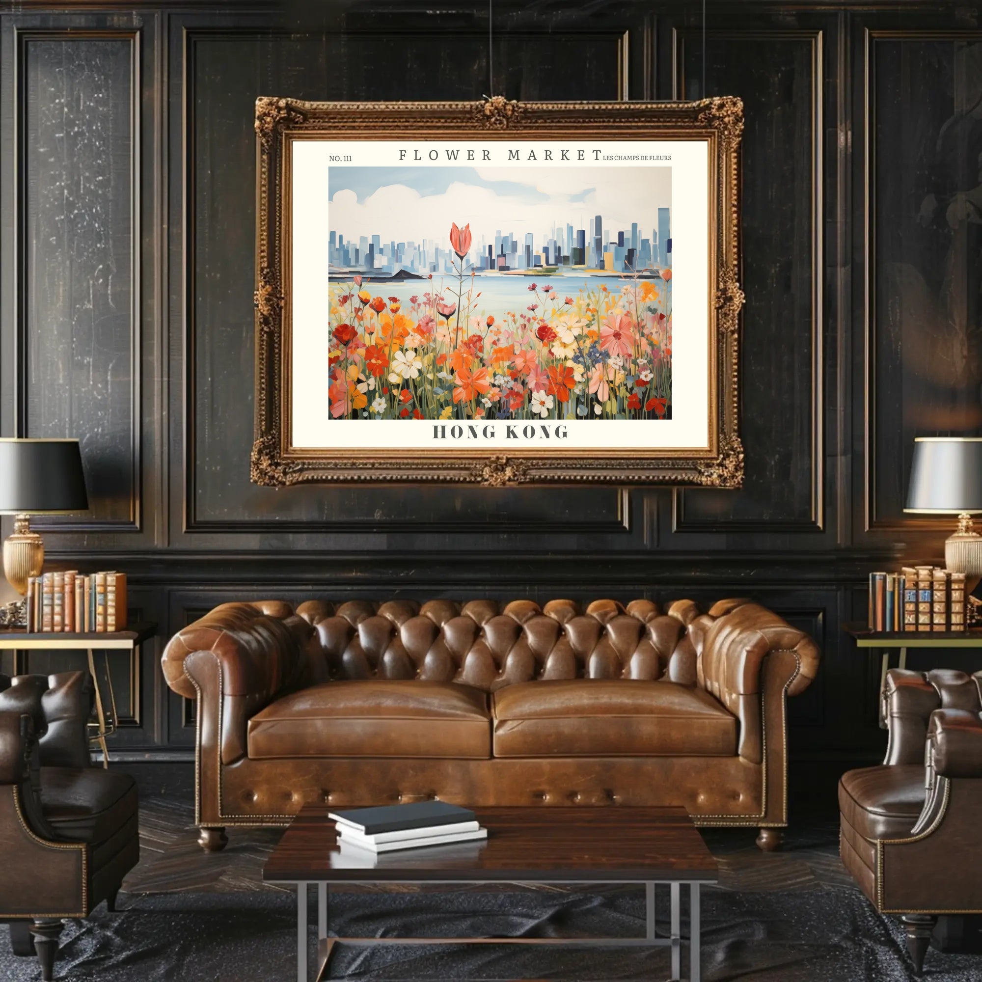 Vibrant Hong Kong Flower Market Urban Cityscape Poster