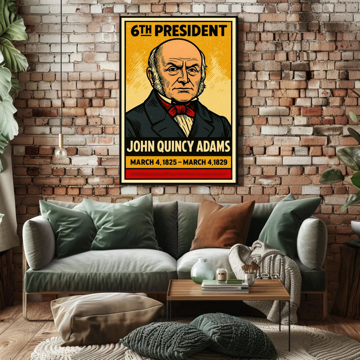 John Quincy Adams 6th President of the United States Inked Comic Style Poster