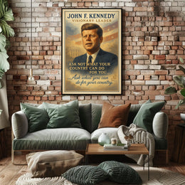 John F. Kennedy Inspirational Leadership Poster Print