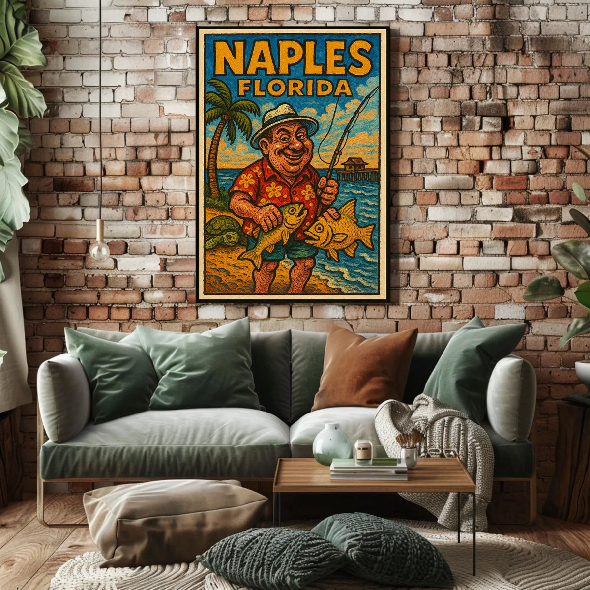 Naples Florida Fishing Paradise Poster Wall Art Decor